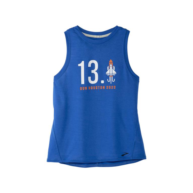 Brooks Womens Houston22 Distance Graphic Running Tank Top - Heather Bluetiful/13.1 Rocket (326147-DG